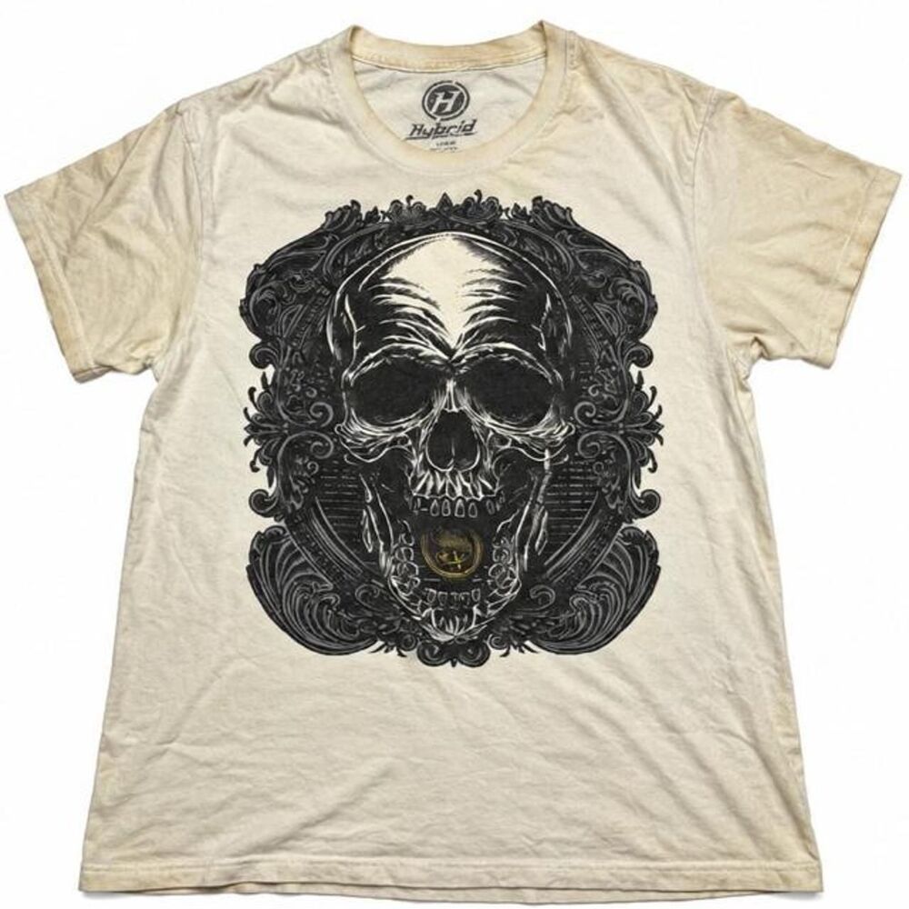 Hybrid-apparel Men's Cream and White T-shirt